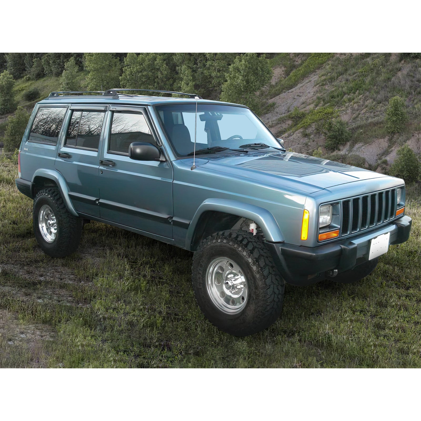 IKON MOTORSPORTS Window Visor Compatible With 1984 2001 Jeep Cherokee Slim Style Acrylic Smoke Tinted Semi Transparent Ikon Motorsports