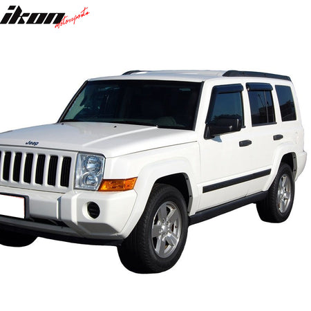 Window Visor Deflector Compatible With 2006-2010 Jeep Commander, Slim Tinted Acrylic Resistant Shield Cover Wind Sun Rain Guard by IKON MOTORSPORTS, 2007 2008 2009