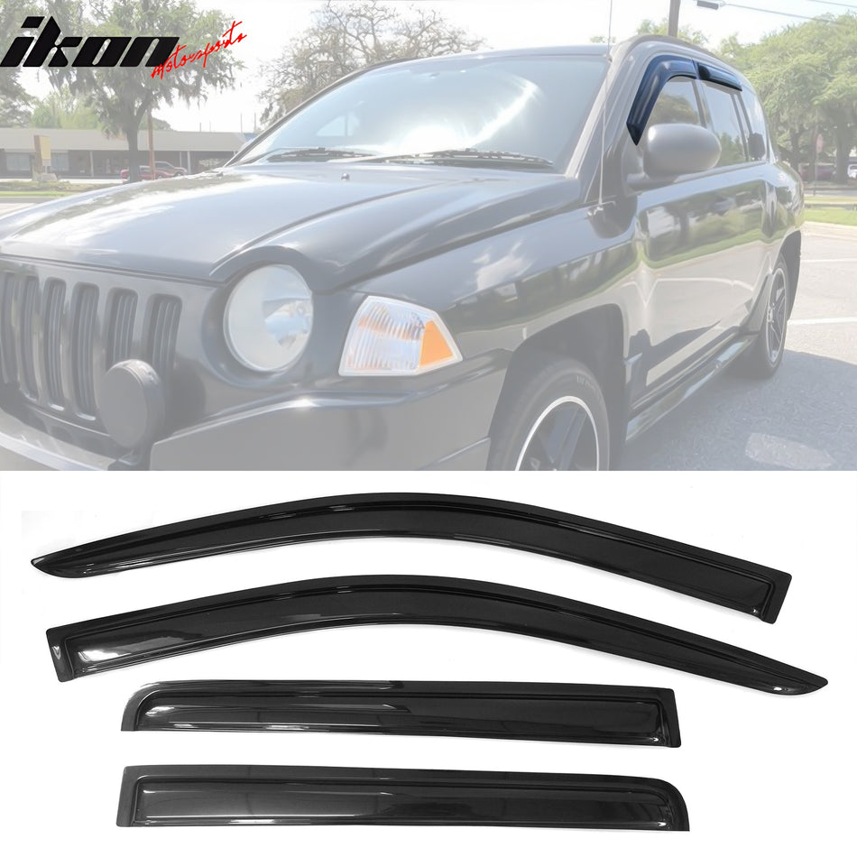 2007-2017 Jeep Compass Side Visor Window Sun Vent Rain Guards Acrylic