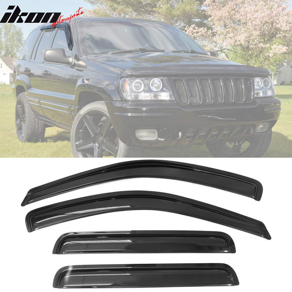 1999-2004 Jeep Grand Cherokee 4Pc Set Window Visors Acrylic