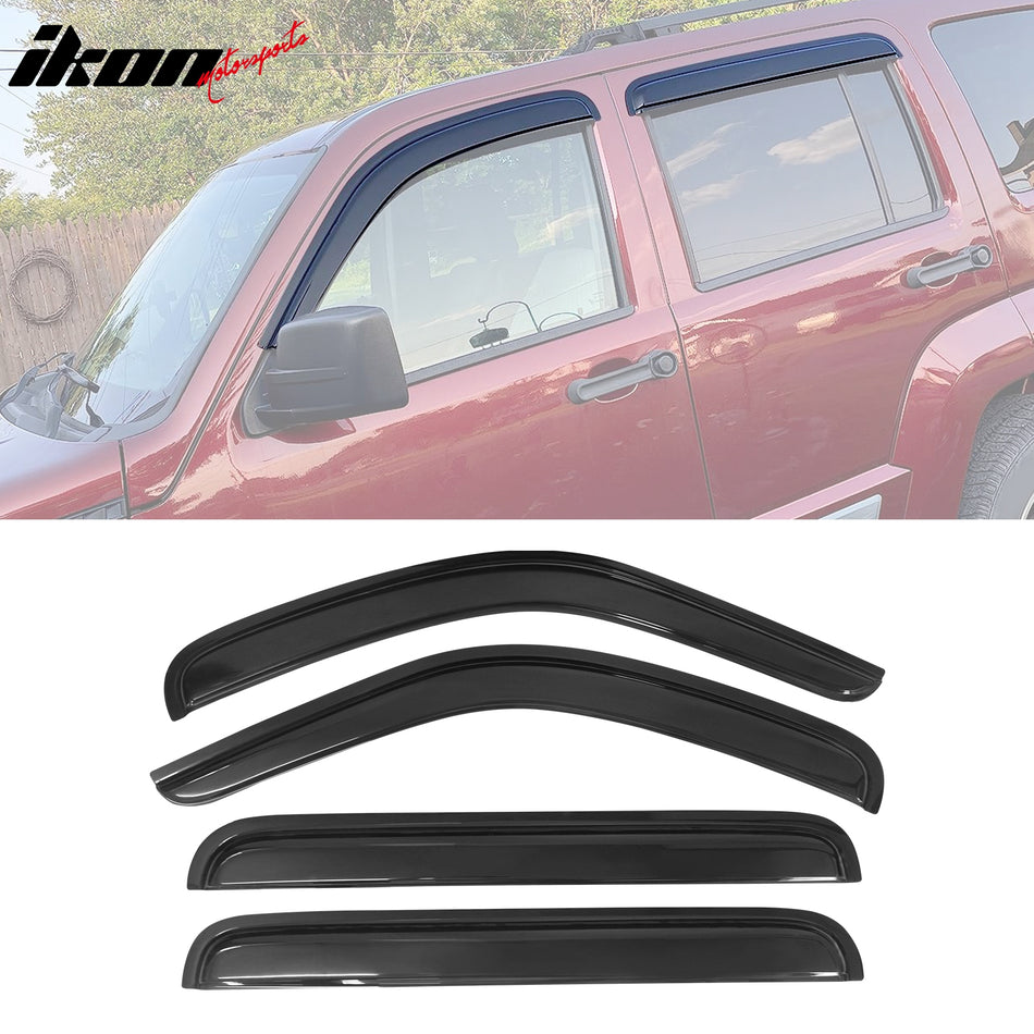 2008-2014 Jeep Liberty Slim Style Smoke Visor Windows Guard Acrylic