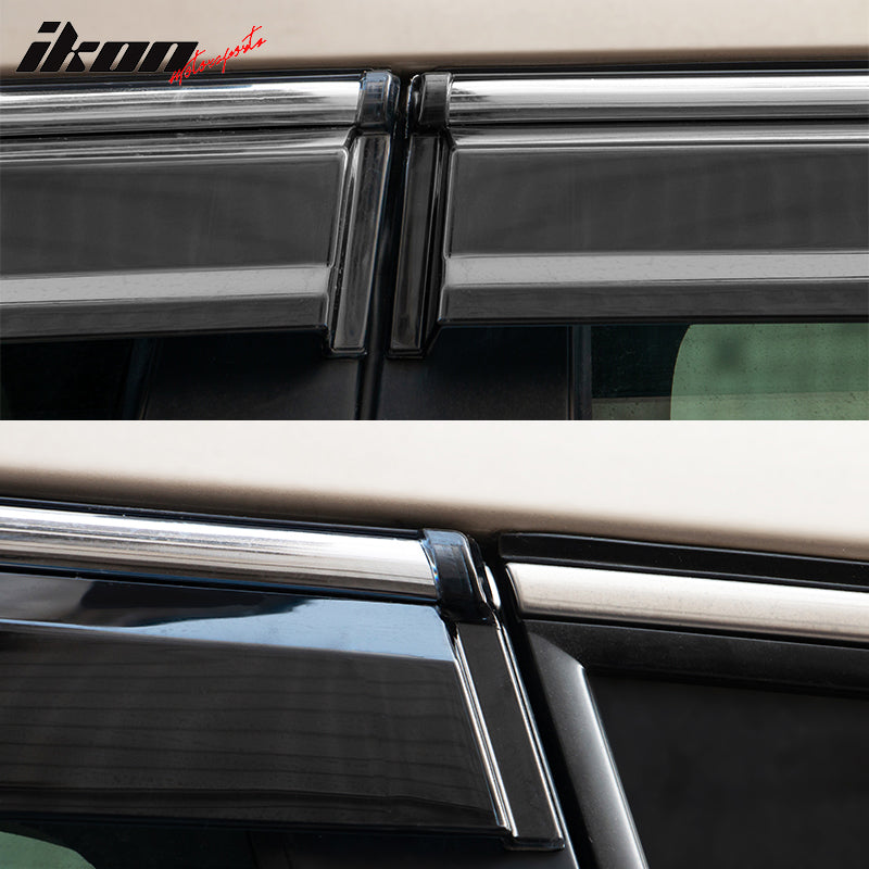 Fits 14-21 Jeep Cherokee KL Polycarbonate Window Visors w/ Chrome Trim 4Pc Set