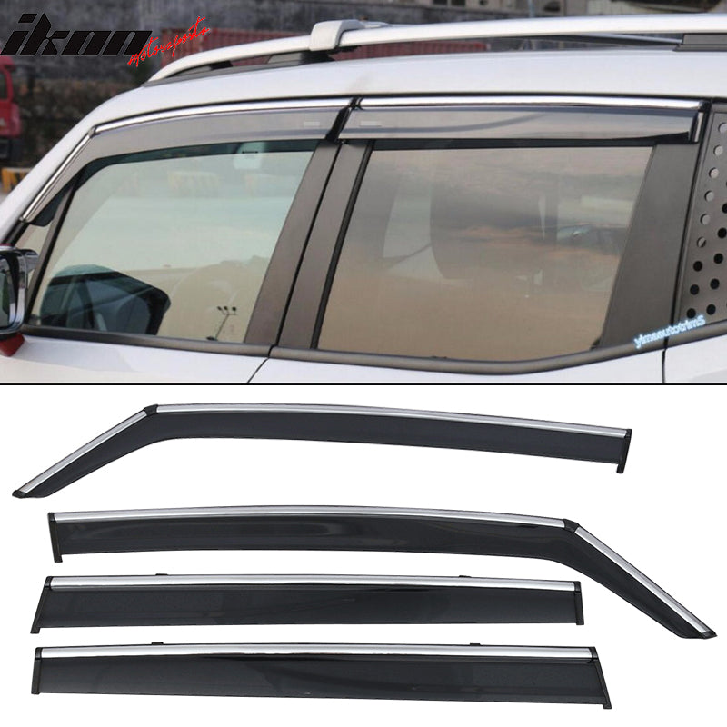 2015-2024 Jeep Renegade Slim Window Visors w/Chrome Polycarbonate 4PC