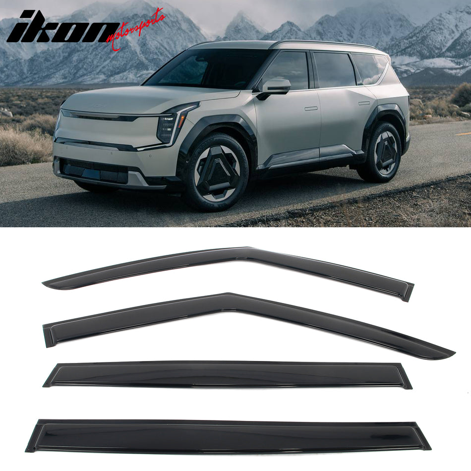 2024-2026 Kia EV9 Smoke Window Visors Vent Rain Sun Guards Acrylic