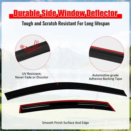 Fits 19-24 Kia Forte Tape on Window Visors Vent Rain Sun Wind Guards Deflectors