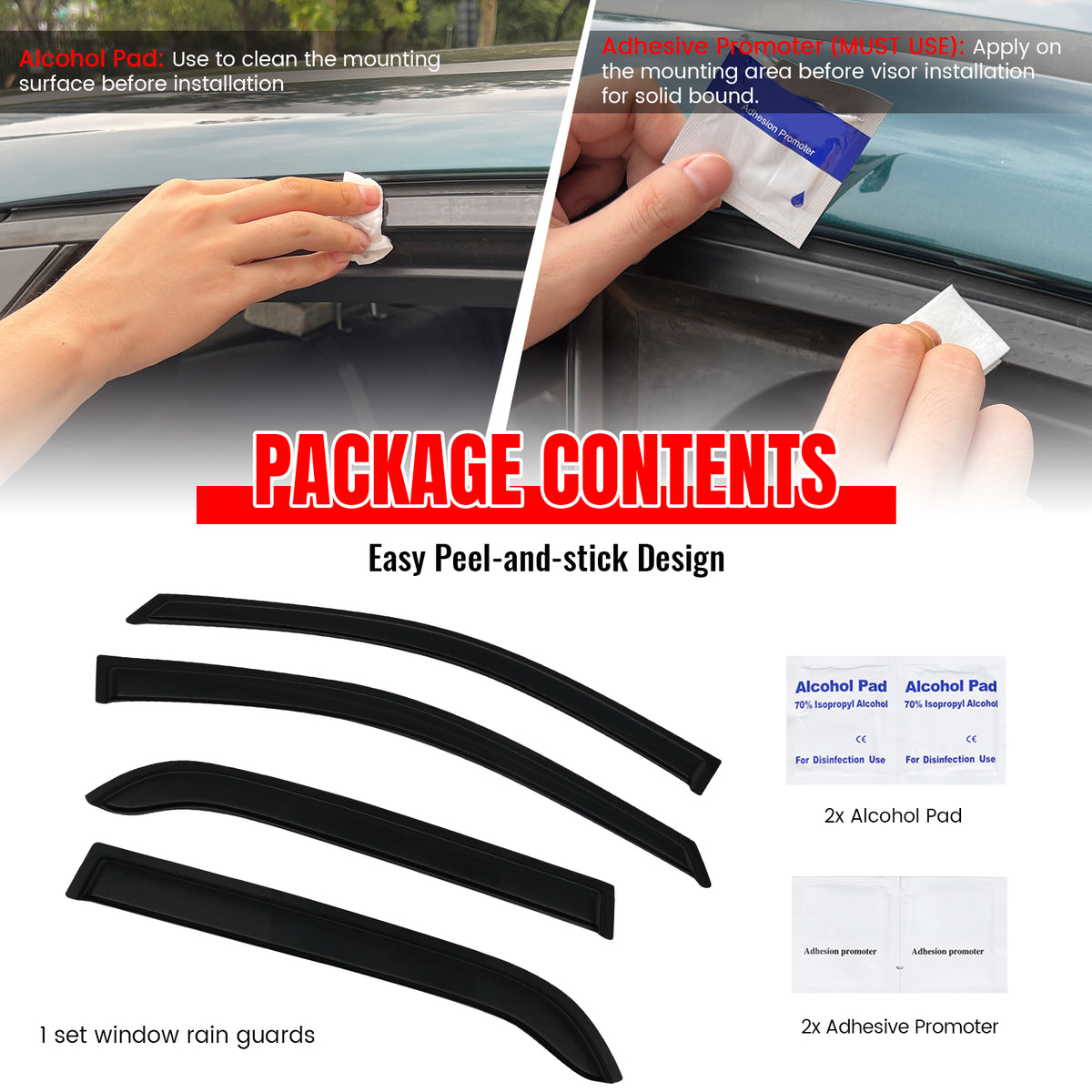 Fits 05-10 Kia Sportage Window Visors Acrylic Sun Shade Rain Guard 4PC Set