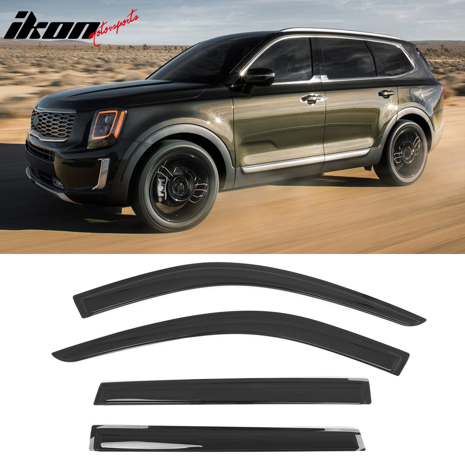 2020-2025 Kia Telluride 4PC Tape on Window Visors Vent Rain Sun Guards