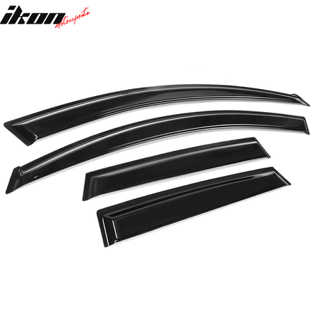 IKON MOTORSPORTS Window Visors Compatible With 2010-2013 Mazda 3 Hatchback, Dark Smoke Slim Style Acrylic Car Rain Sun Window Shade Guard Visor