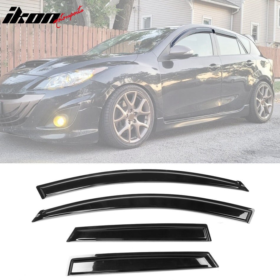 2010-2013 Mazda 3 Hatchback Window Visors 4Pc Set Acrylic