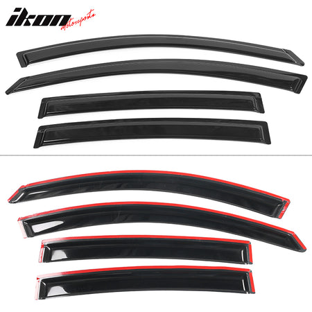 Window Visor Compatible With 2007-2012 Nissan Altima, 4DR Window Visor Car Rain Window Shade Visor Dark Smoke 4PC Acrylic by IKON MOTORSPORTS, 2008 2009 2010 2011