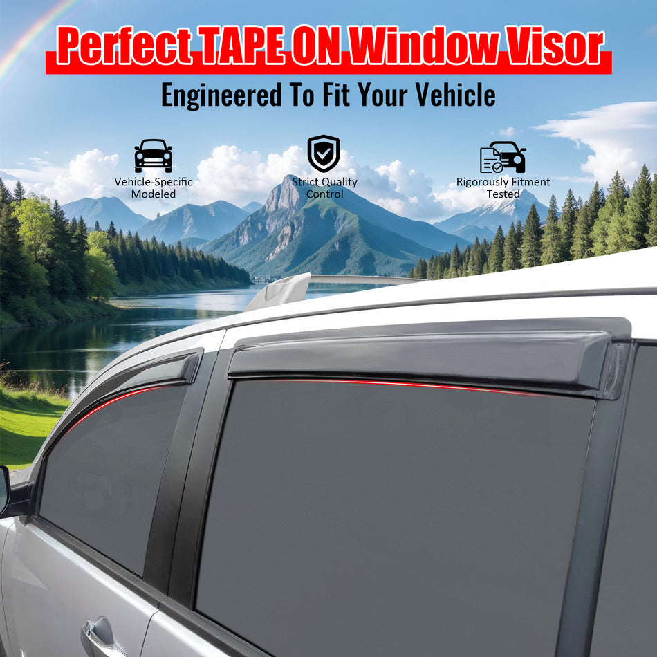 Window Visor Compatible With 2004-2016 Nissan Armada, Acrylic Unpainted Black Sun Rain Shade Guard Wind Vent Air Deflector by IKON MOTORSPORTS, 2005 2006 2007 2008 2009 2010 2011 2012 2013 2014 2015
