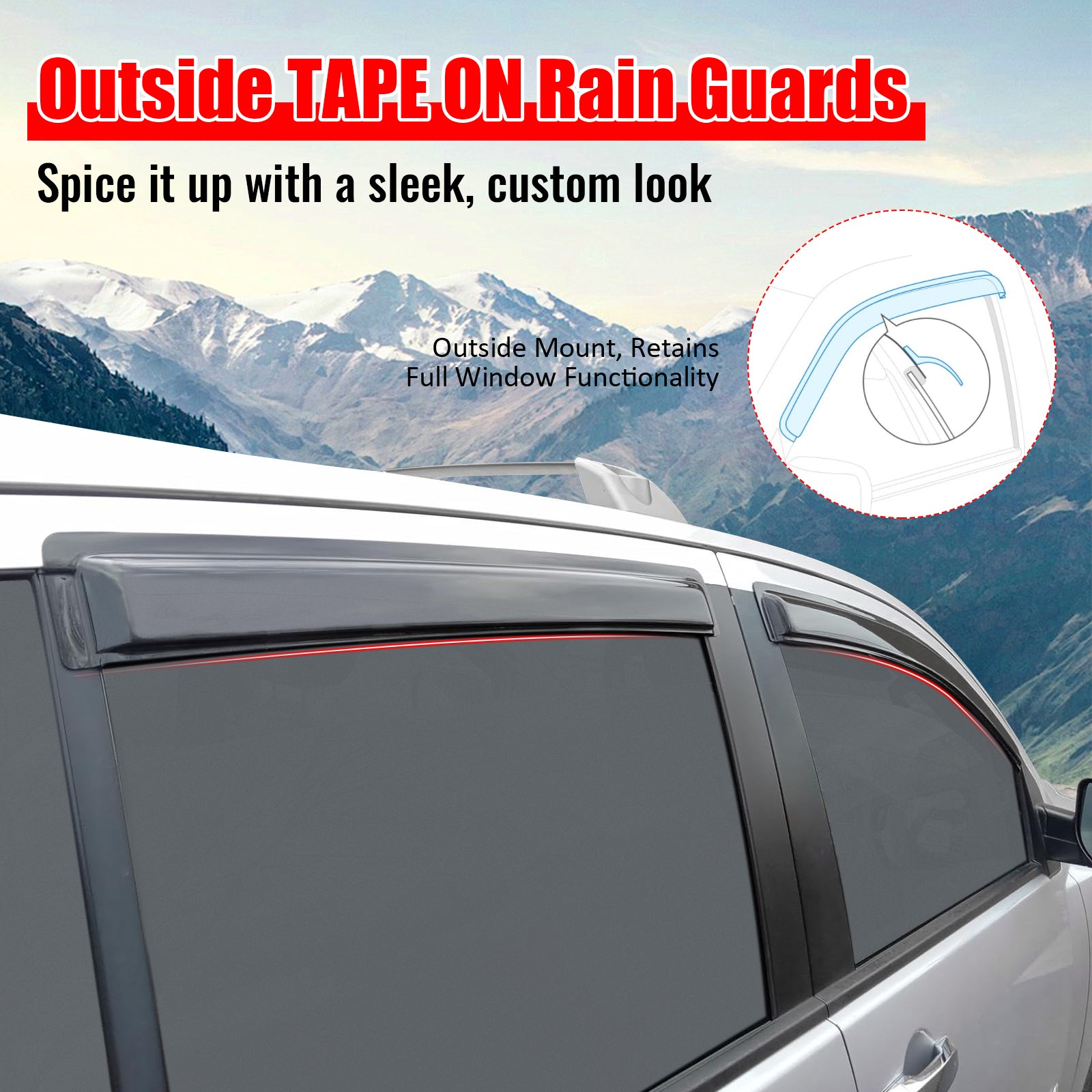 Fits 04-16 Nissan Armada 04-10 Infiniti QX56 Window Visors Acrylic 4Pc Set