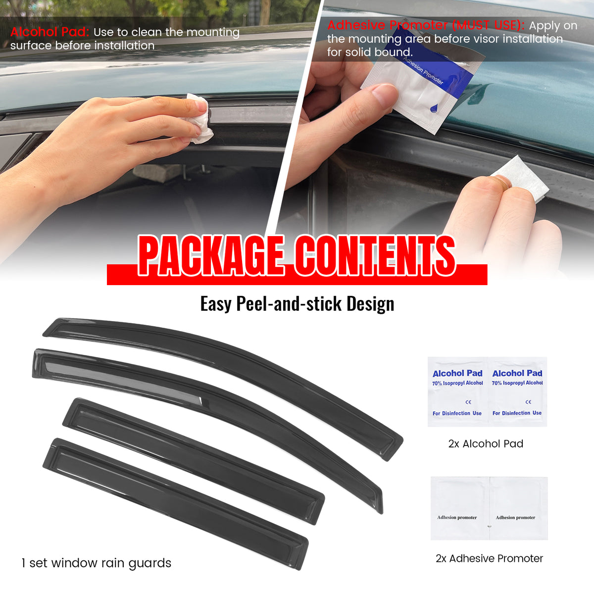 Fits 04-16 Nissan Armada 04-10 Infiniti QX56 Window Visors Acrylic 4Pc Set