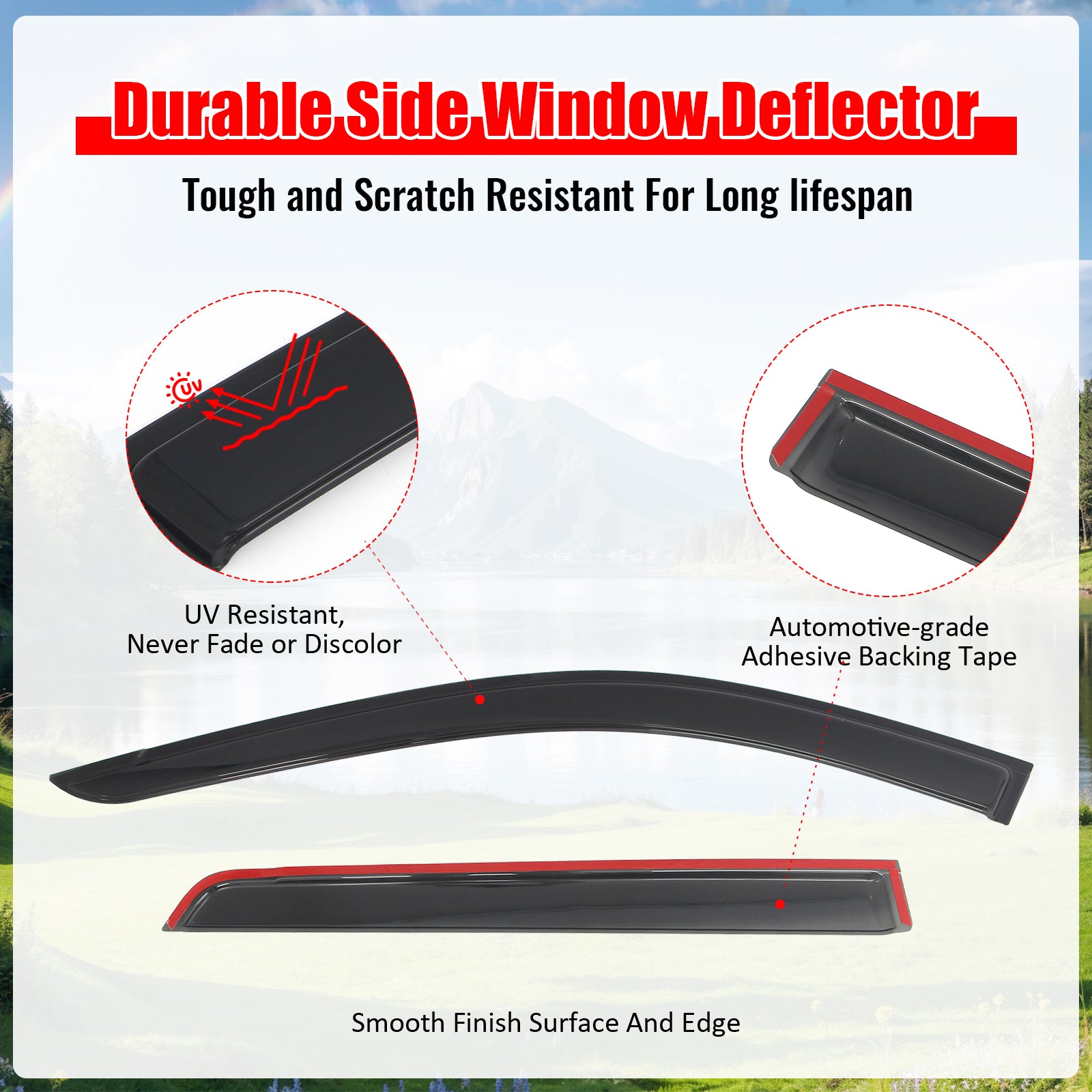 Fits 22-26 Nissan Pathfinder R53 Tape-on Window Visors Rain Guards Deflectors