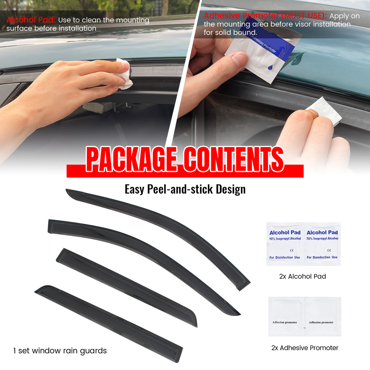 Fits 22-26 Nissan Pathfinder R53 Tape-on Window Visors Rain Guards Deflectors
