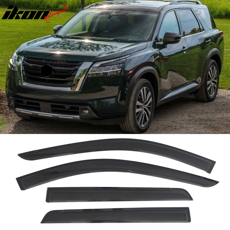 2022-2026 Nissan Pathfinder R53 Tape-on Window Visors Sun Shades Vent Rain Guards Deflectors Acrylic Smoke/Tinted 4PCS