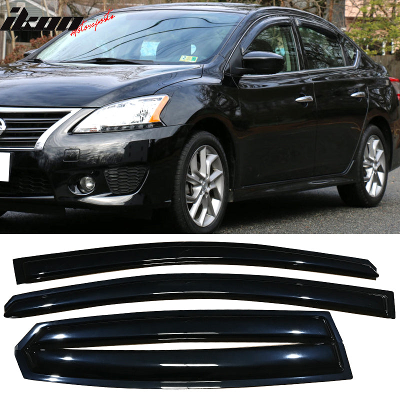 2013-2019 Nissan Sentra Slim Style Smoke Window Visor Guard Acrylic