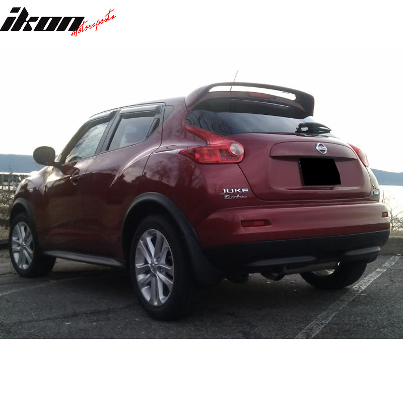 IKON MOTORSPORTS Tape On External Window Visor, Compatible With 2011-2017 Nissan Juke, Slim Style Acrylic Smoke Tinted & Semi-transparent Sun Rain Shade Guard Wind Vent Air Deflector