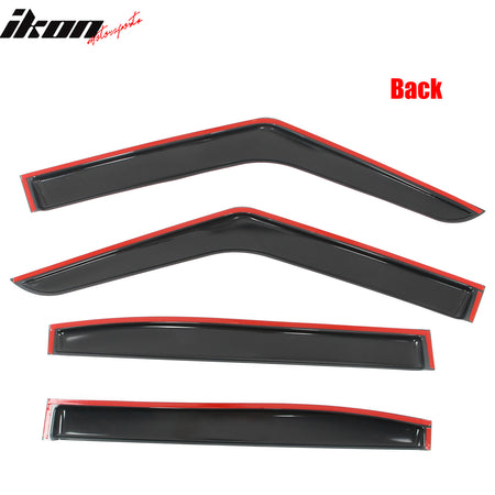 Fits 22-25 Rivian R1T Window Visors Vent Rain Wind Sun Guards Deflectors Tape-On