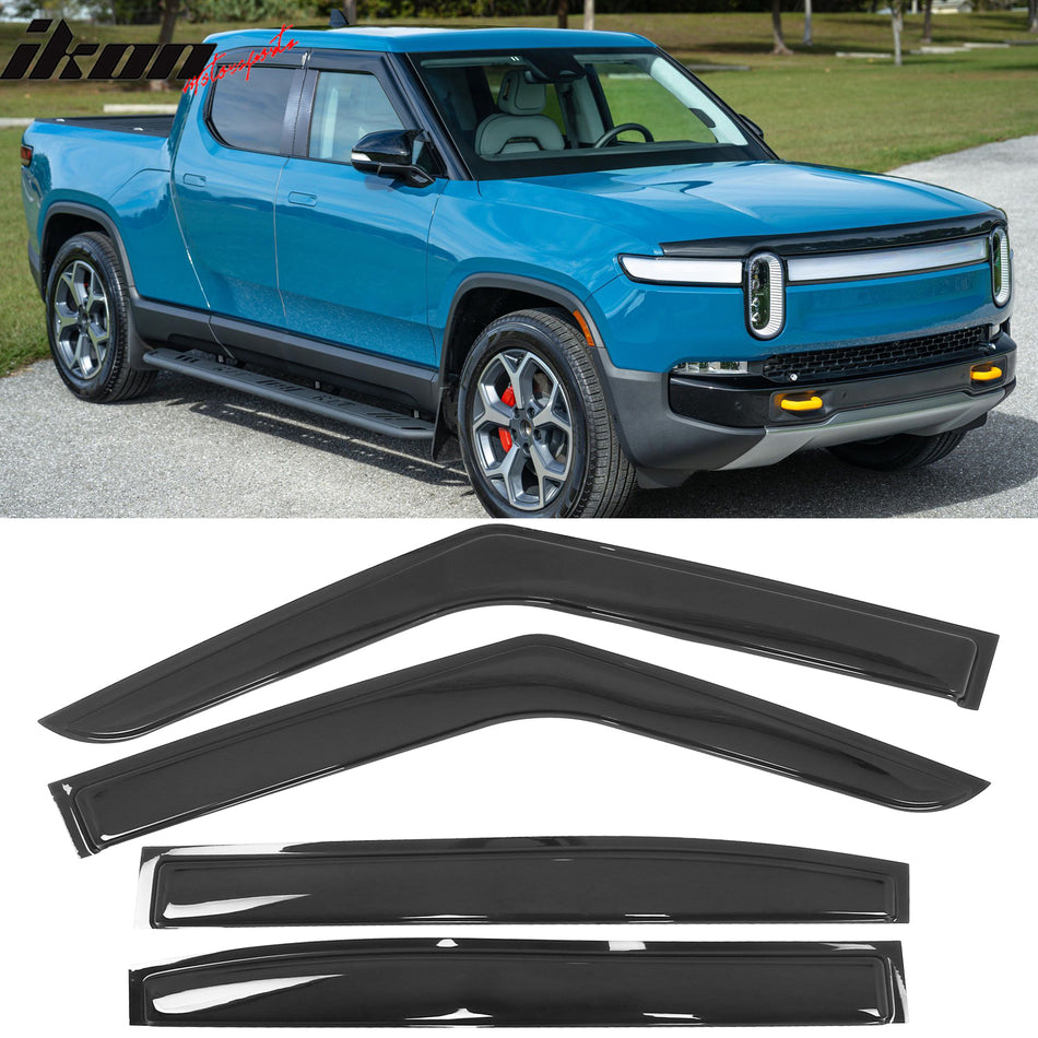 Side Window Visors for Rivian R1T 2022-2026 Smoke Vent Rain Guards Acrylic