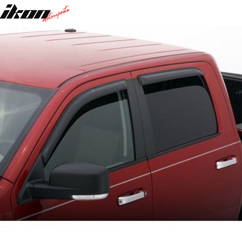 Window Visor Compatible With 2014-2018 Subaru Forester, Slim Style Acrylic Black Sun Rain Wind Guards Cover 4Pcs Set By IKON MOTORSPORTS, 2015 2016 2017