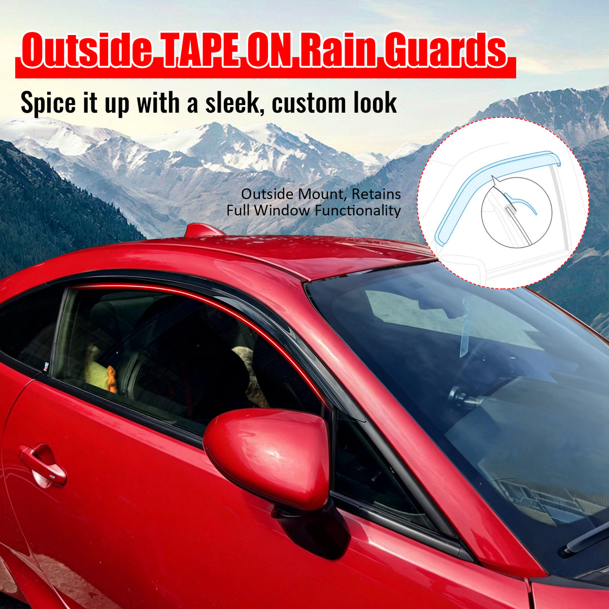 Fits 22-26 Subaru BRZ/Toyota GR86 Window Visors Black Acrylic Sun Rain Guard 2PC