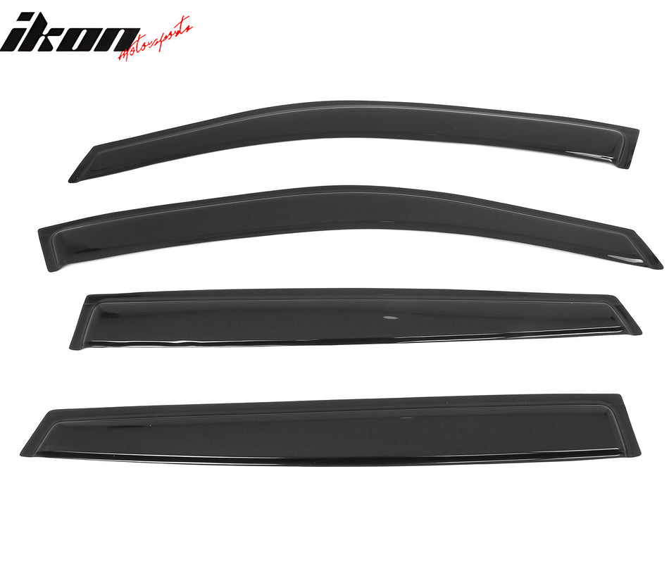 IKON MOTORSPORTS Tape on Window Visors Compatible with 2020-2025 Subaru Outback, Acrylic Smoke/Tinted Rain Guards, Side Window Wind Deflectors 4PCS