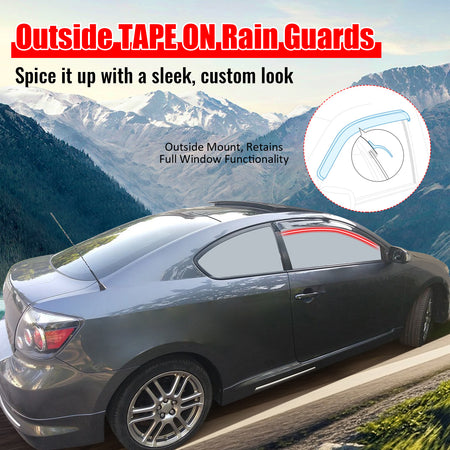 Fits 05-10 Scion TC Acrylic Smoke Window Visor Vent Sun Rain Deflector Guard 2PC