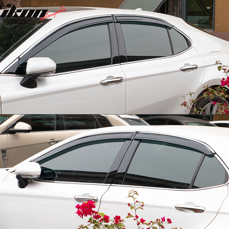 IKON MOTORSPORTS, Window Visor Compatible With 2018-2022 Toyota Camry Vent Sun Shade Rain Guards Side Window Deflectors