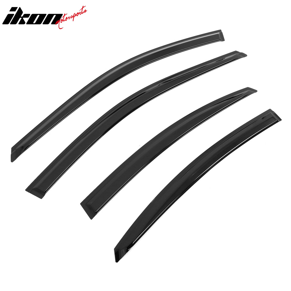 IKON MOTORSPORTS Tape on Window Visors Compatible with 2025 Toyota Camry, Acrylic Smoke/Tinted Rain Guards, Side Window Wind Deflectors 4PCS