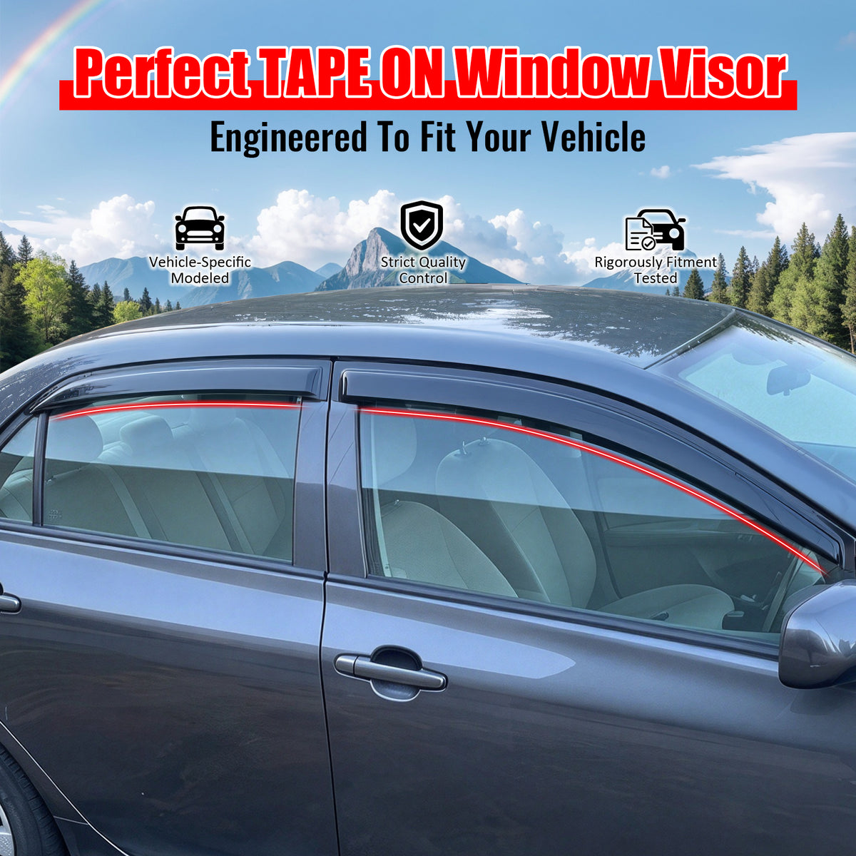 Fits 09-13 Toyota Corolla Acrylic Window Visor Vent Shade Sun Rain Guard 4PC Set