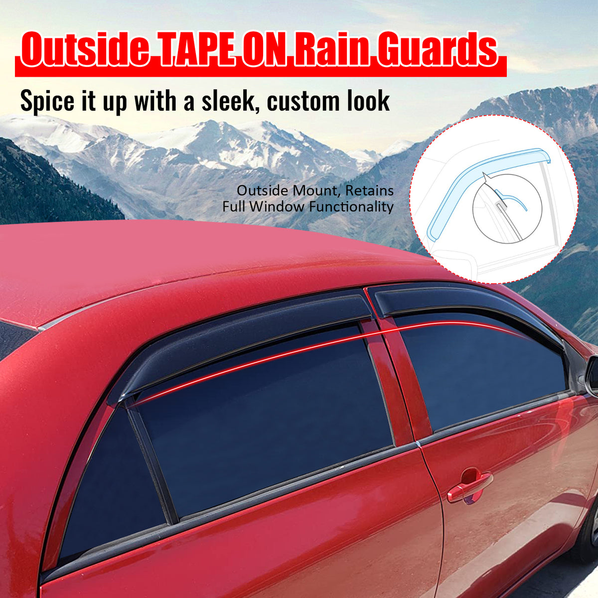 Fits 09-13 Toyota Corolla Acrylic Window Visor Vent Shade Sun Rain Guard 4PC Set