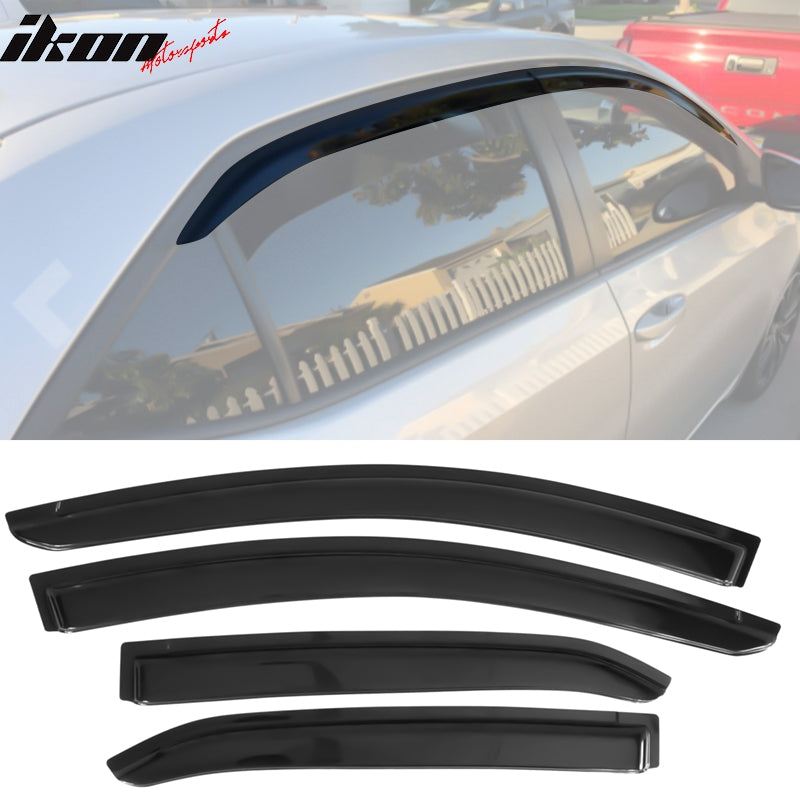 IKON MOTORSPORTS, Window Visor Compatible With 2014-2019 Toyota Corolla Sedan Vent Sun Shade Rain Guards Side Window Deflectors