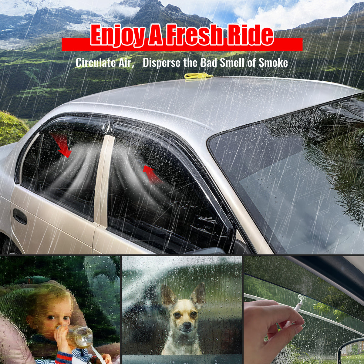 Acrylic Window Visors fits1993-1997 Toyota Corolla Vent Rain Sun Wind Guard