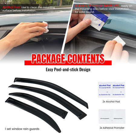 Acrylic Window Visors fits1993-1997 Toyota Corolla Vent Rain Sun Wind Guard