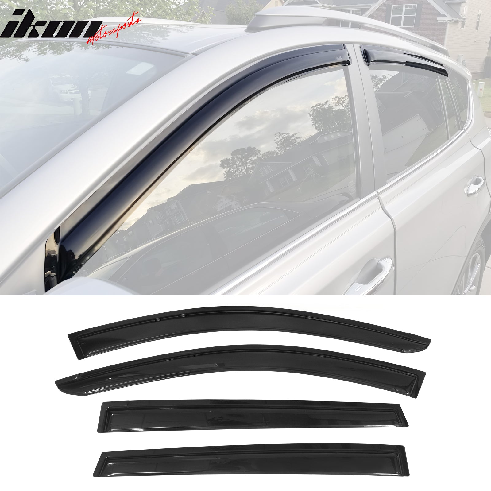 IKON MOTORSPORTS, Window Visor Compatible With 2013-2018 Toyota RAV4 Vent Sun Shade Rain Guards Side Window Deflectors