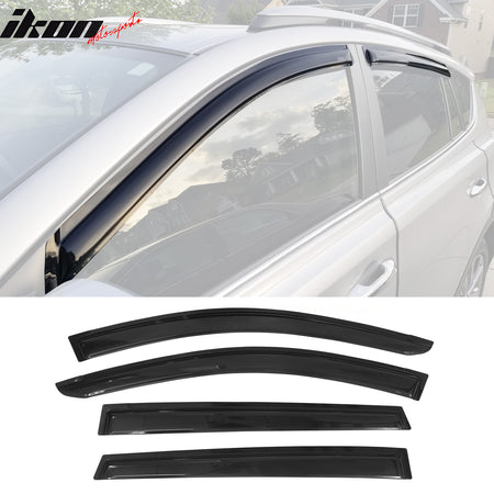 IKON MOTORSPORTS, Window Visor Compatible With 2013-2018 Toyota RAV4 Vent Sun Shade Rain Guards Side Window Deflectors