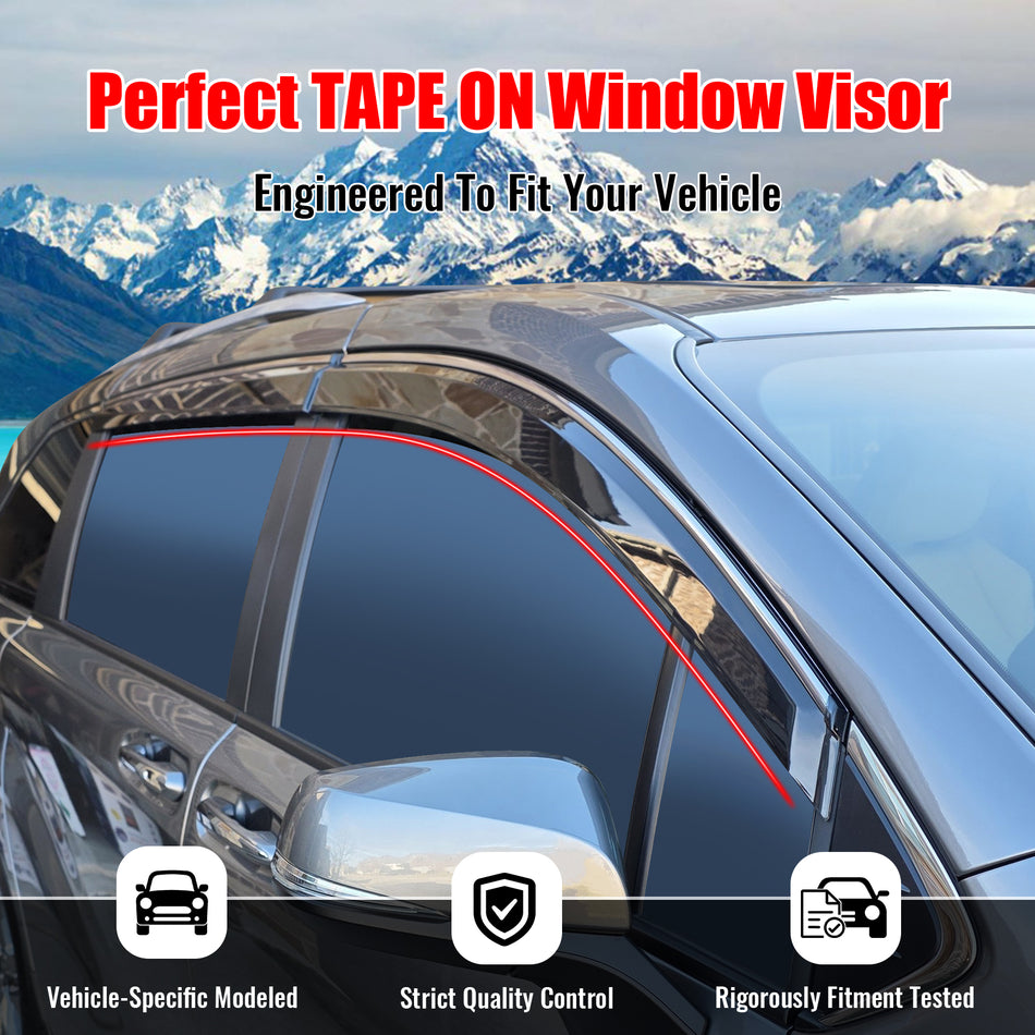 Fit 2021-2026 Toyota Sienna Factory Style PC Window Visors w/ Chrome Trim