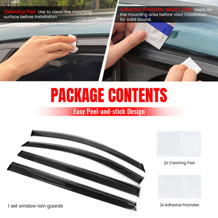 Fits 21-26 Toyota Sienna OE Style Window Visors Sun Rain Guards W/Chrome Trim PC