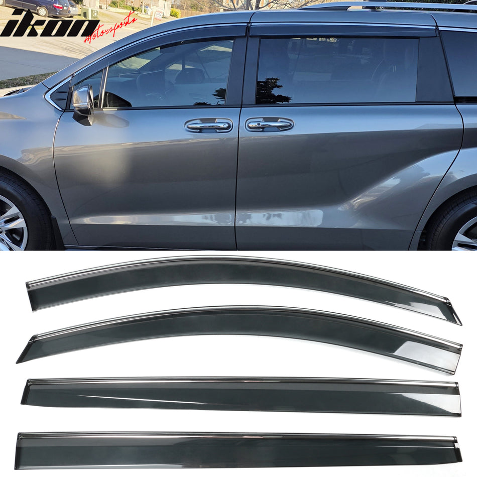 Window Visor for Toyota Sienna 2021-2026 PC Injection w/ Chrome Trim 4PCS