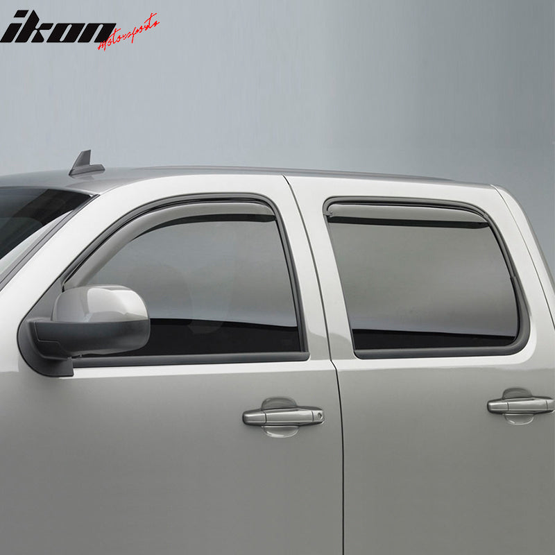 Window Visor Deflector Compatible With 2007-2021 Toyota Tundra Crewmax Cab, Slim Tinted Acrylic Resistant Shield Cover Wind Sun Rain Guard by IKON MOTORSPORTS, 2008 2009 2010