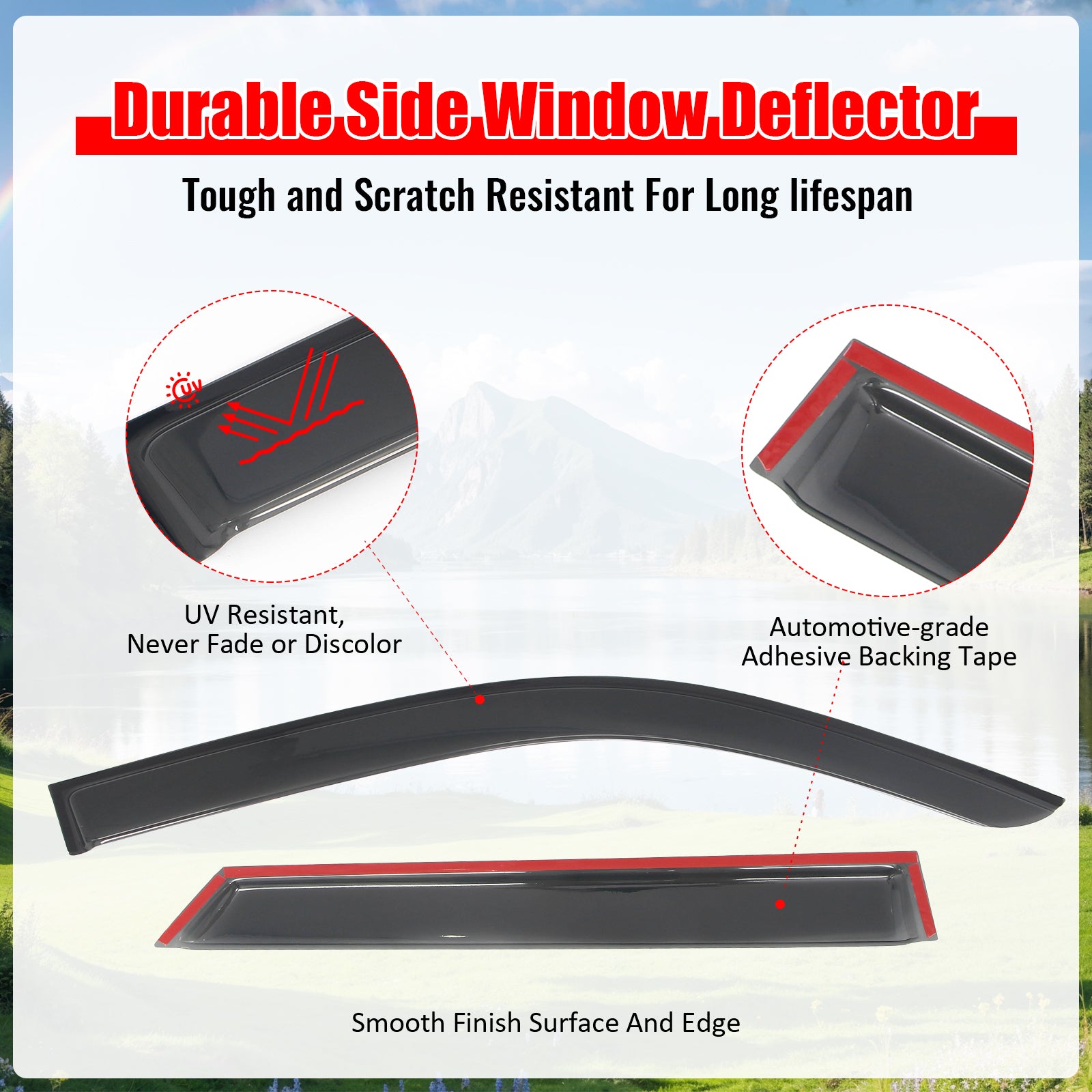 Fits 25-26 Toyota 4Runner Tape-on Window Visors Vent Rain Sun Guards Deflectors