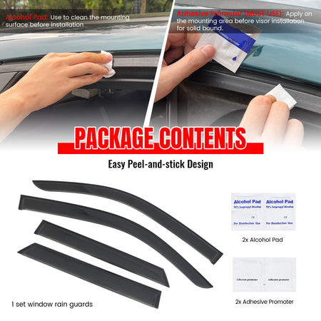 Fits 25-26 Toyota 4Runner Tape-on Window Visors Vent Rain Sun Guards Deflectors
