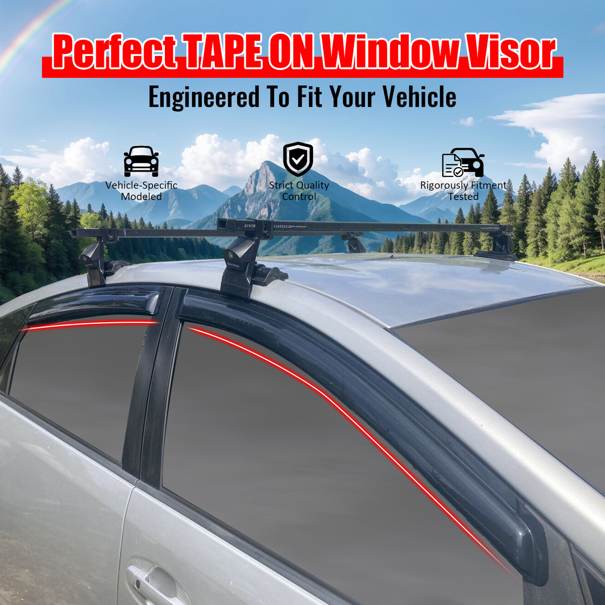 Window Visors Compatible With 2004-2009 Toyota Prius, Dark Smoke Car Rain Sun Window Shade Guard Wind Deflector by IKON MOTORSPORTS, 2005 2006 2007 2008 2009
