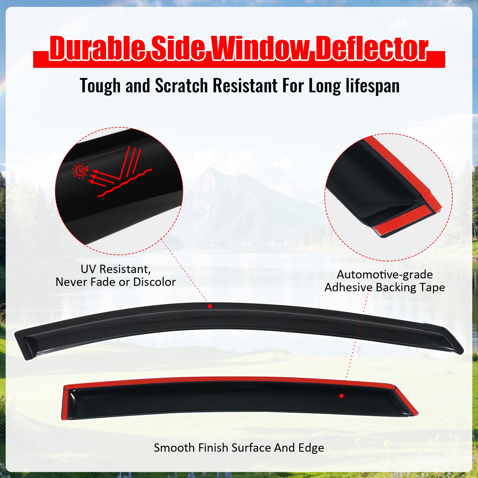 Fits 04-09 Toyota Prius XW20 4PCS Window Visors Sun Guard Rain Deflector Tape-On