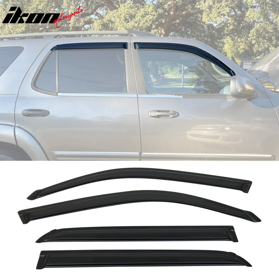 2001-2007 Toyota Sequoia Tape on Visor Windows Rain Guard Acrylic 4PC