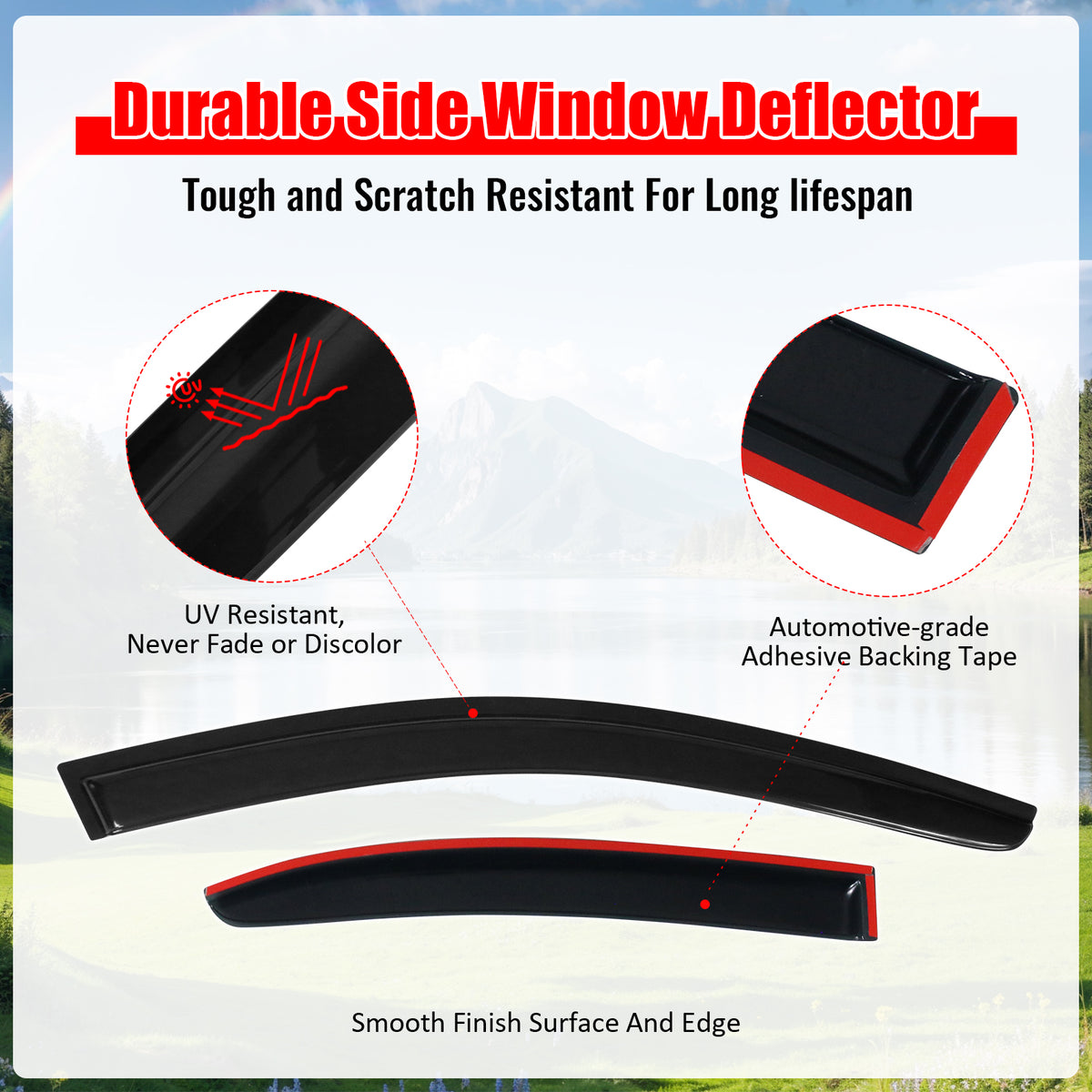Fits 11-18 Volkswagen Jetta A6 Sedan Tape On 4PCS Window Visors Vent Rain Guard