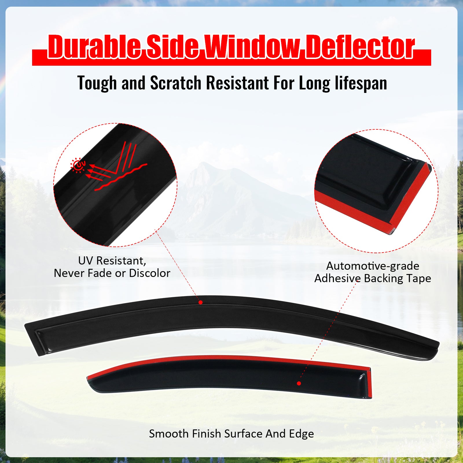 Fits 11-18 Volkswagen Jetta A6 Sedan Tape On 4PCS Window Visors Vent Rain Guard
