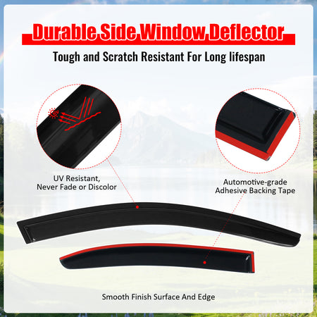 Fits 11-18 Volkswagen Jetta A6 Sedan Tape On 4PCS Window Visors Vent Rain Guard