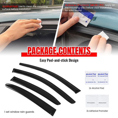 Fits 11-18 Volkswagen Jetta A6 Sedan Tape On 4PCS Window Visors Vent Rain Guard